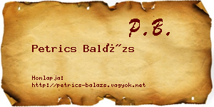 Petrics Balázs névjegykártya
