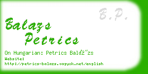 balazs petrics business card